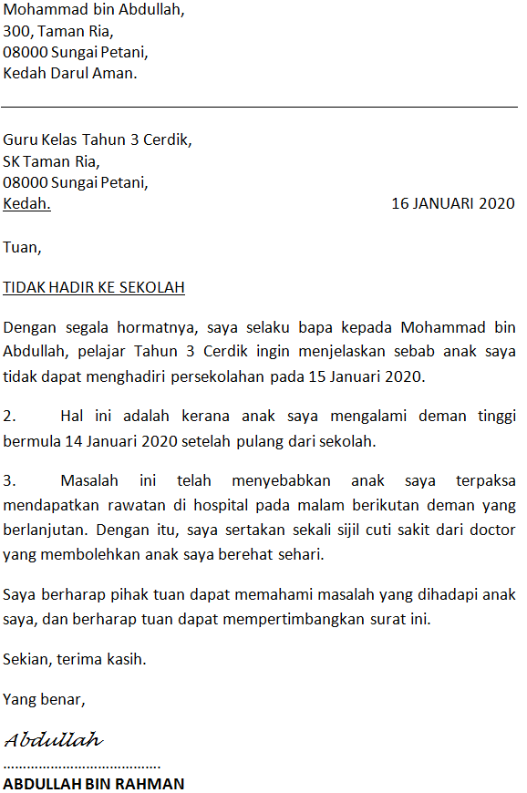 Template Surat Rasmi Doc - Woodwork Sample